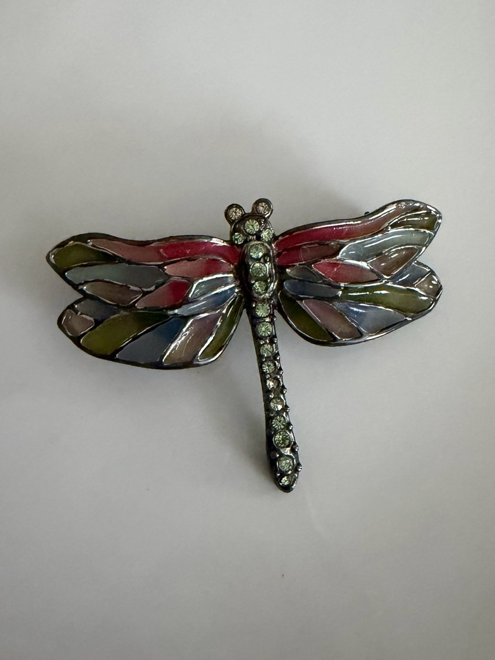 Multicolor Dragonfly Brooch with Crystal